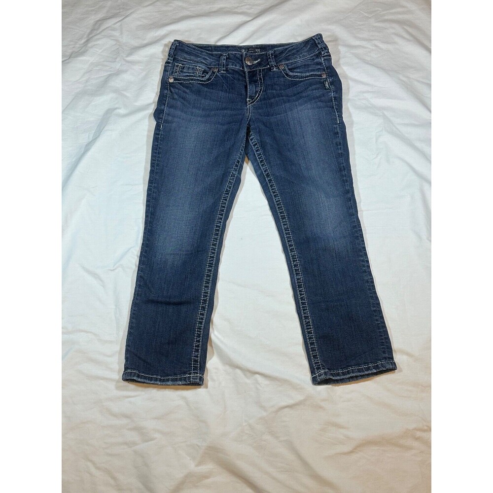 Silver Suki Mid Capri Jeans Women's Size 29 Mid Rise Medium Wash Fluid Denim